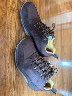 L.L. Bean Men's Dark Brown Suede & Mesh Hiking Sneakers with Yellow Lining